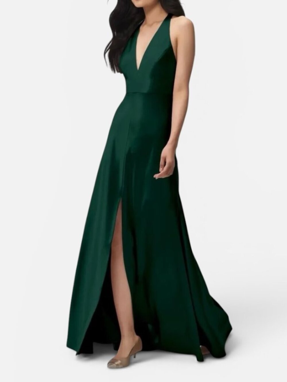 Jenny Yoo Collection Corinne Emerald Green Satin Dress